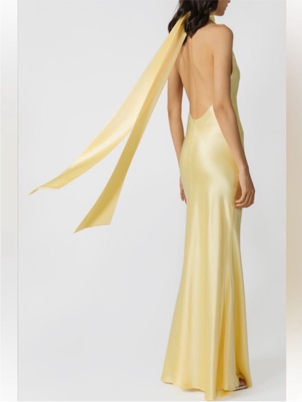 SAU Lee Penelope Satin Gown Maxi Dress in Popcorn Yellow size 10 - Picture 4 of 10